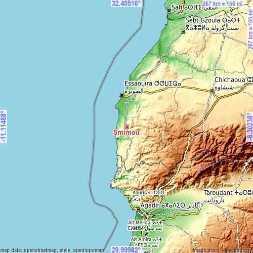 Topographic map of Smimou