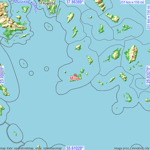 Topographic map of Mílos