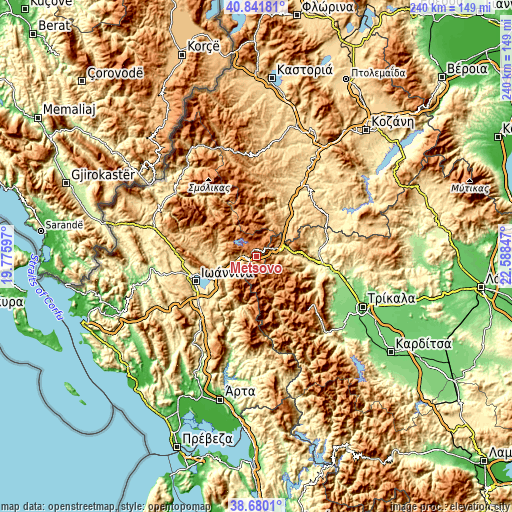 Topographic map of Metsovo