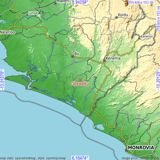 Topographic map of Gbewebu