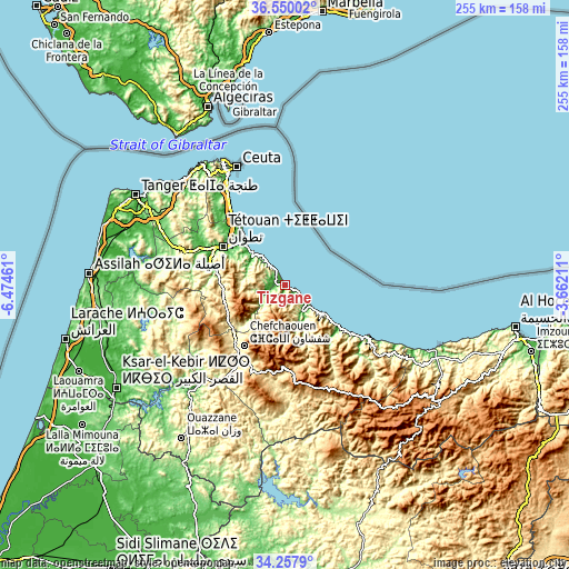 Topographic map of Tizgane