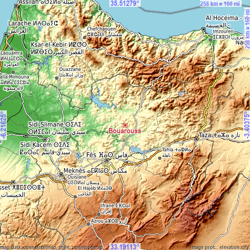 Topographic map of Bouarouss