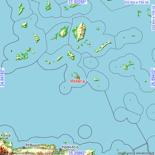 Topographic map of Mesariá