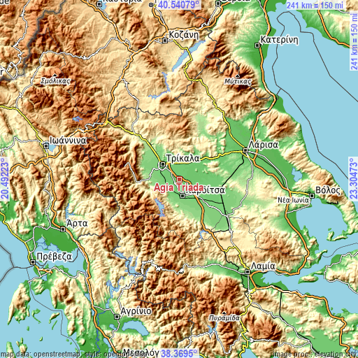 Topographic map of Agía Triáda