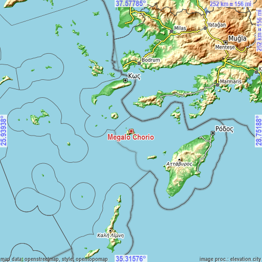 Topographic map of Megálo Chorió