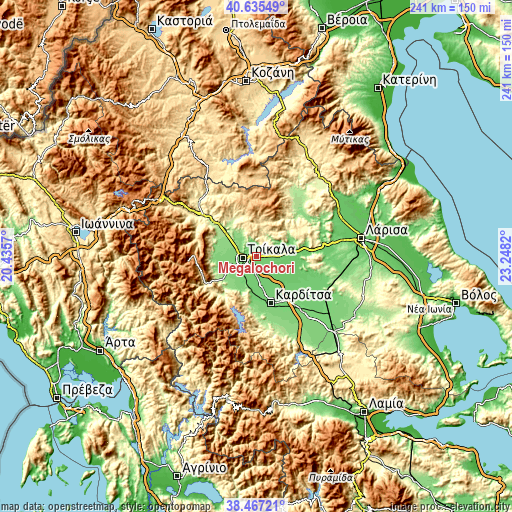 Topographic map of Megalochóri