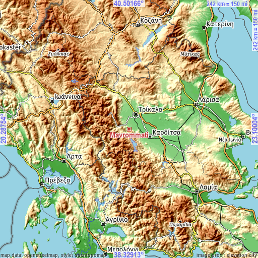 Topographic map of Mavrommáti