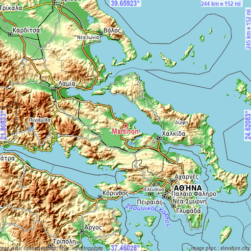 Topographic map of Martínon