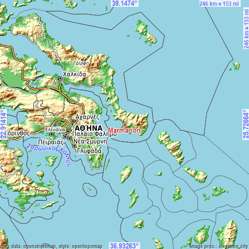 Topographic map of Marmárion