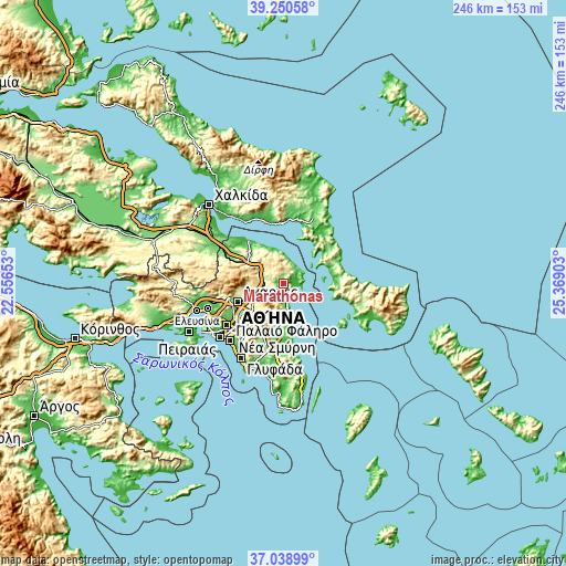 Topographic map of Marathónas