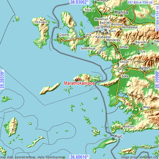 Topographic map of Marathókampos