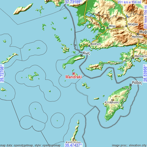 Topographic map of Mandráki