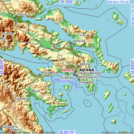 Topographic map of Mándra