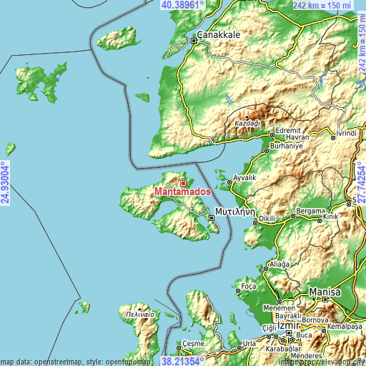 Topographic map of Mantamádos