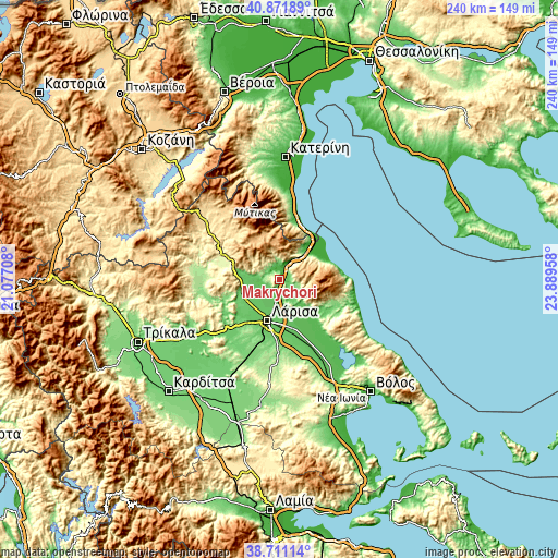 Topographic map of Makrychóri