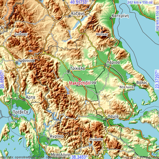 Topographic map of Makrychóri
