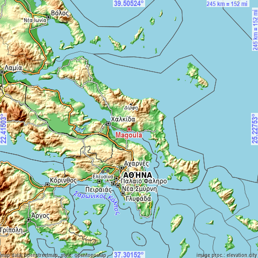 Topographic map of Magoúla