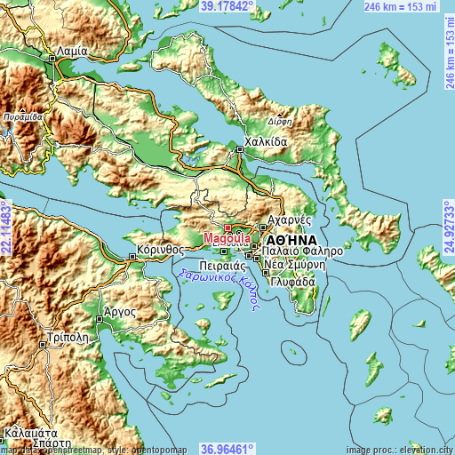 Topographic map of Magoúla