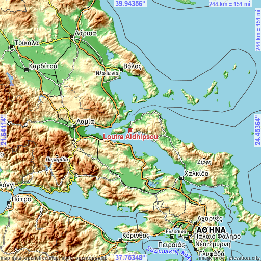 Topographic map of Loutrá Aidhipsoú