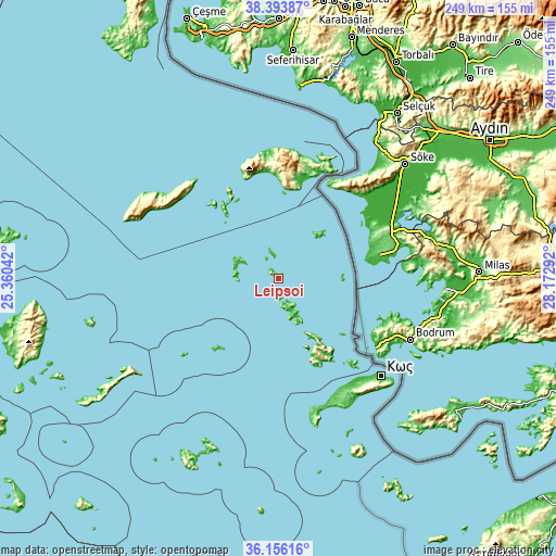 Topographic map of Leipsoí