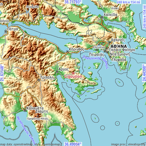 Topographic map of Ligourión