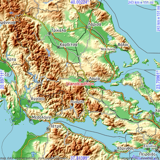 Topographic map of Lianokládhion