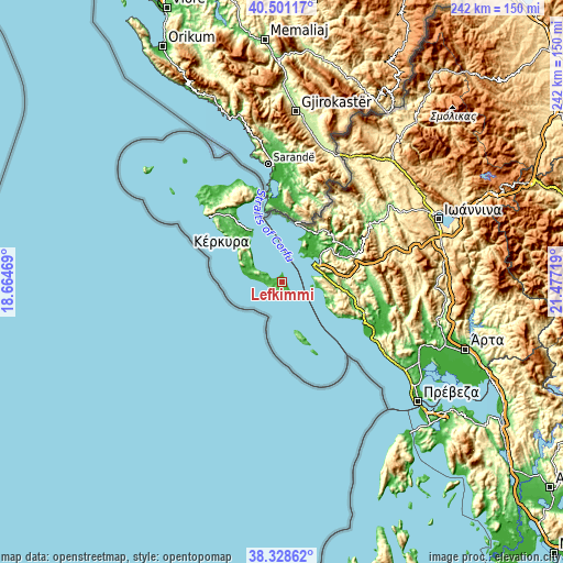 Topographic map of Lefkímmi