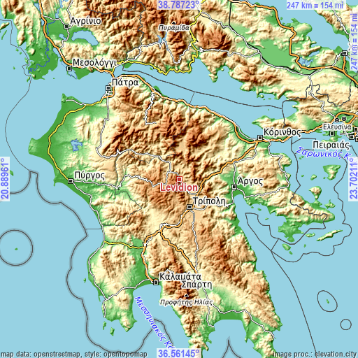 Topographic map of Levídion