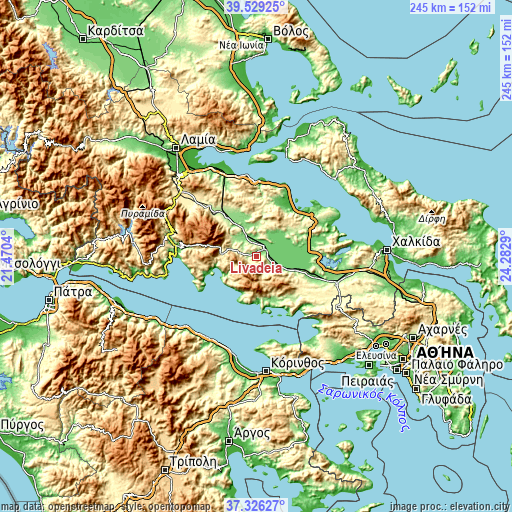 Topographic map of Livadeiá