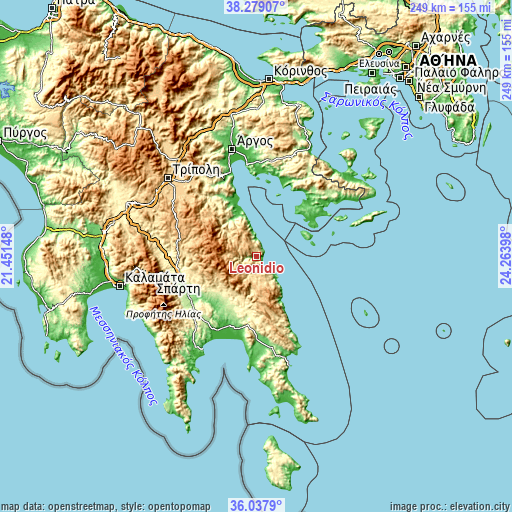 Topographic map of Leonídio