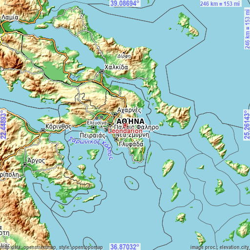 Topographic map of Leondárion