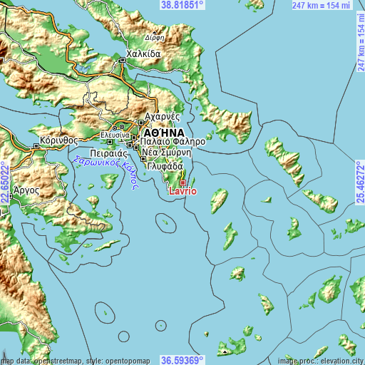 Topographic map of Lávrio