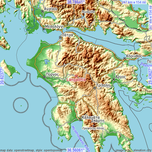 Topographic map of Langádhia