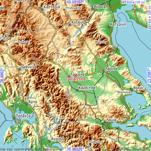 Topographic map of Taxiárches