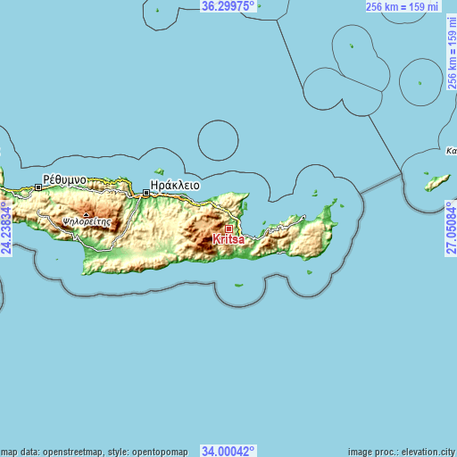 Topographic map of Kritsá