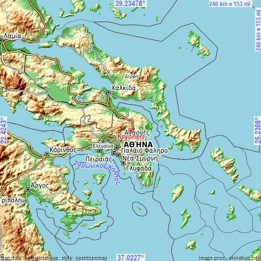 Topographic map of Kryonéri