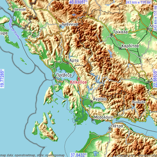 Topographic map of Kríkellos