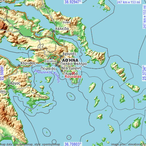 Topographic map of Kouvarás