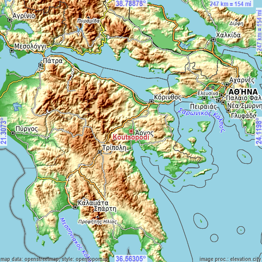 Topographic map of Koutsopódi