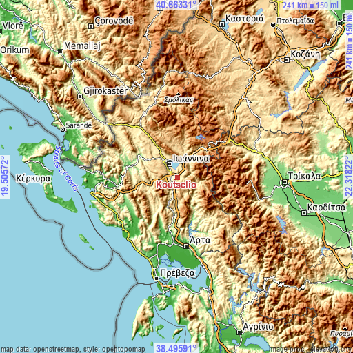 Topographic map of Koutselió