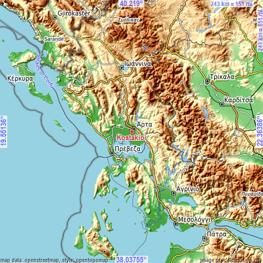 Topographic map of Kostakioí