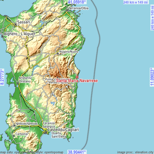 Topographic map of Santa Maria Navarrese