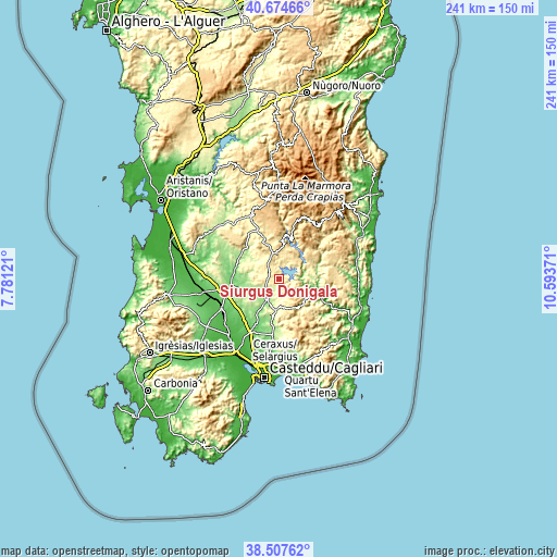 Topographic map of Siurgus Donigala