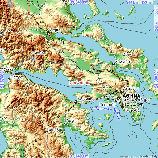 Topographic map of Domvraína