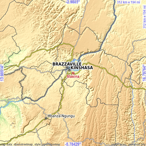 Topographic map of Masina