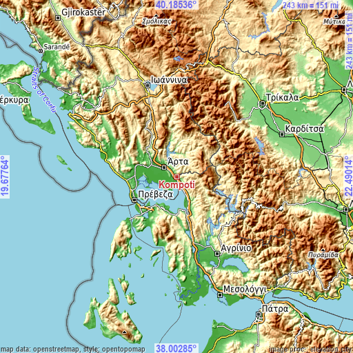 Topographic map of Kompóti