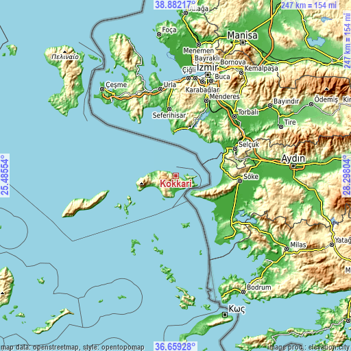 Topographic map of Kokkári