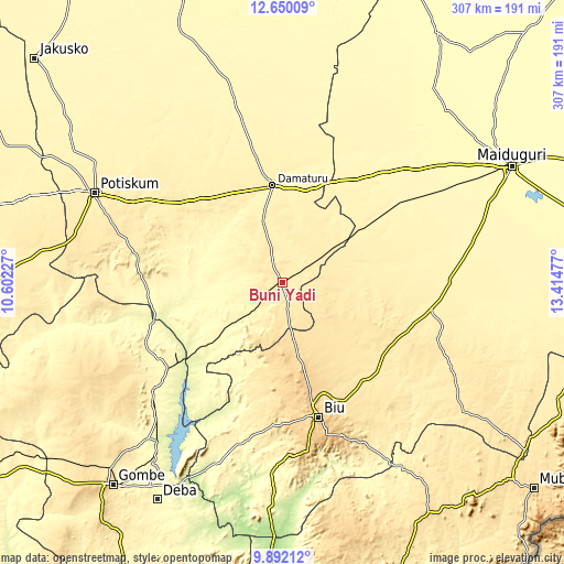 Topographic map of Buni Yadi