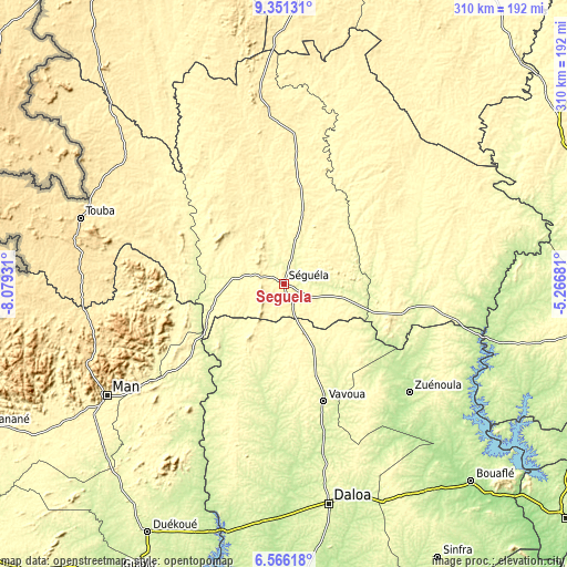 Topographic map of Séguéla