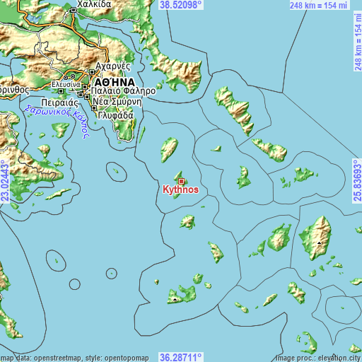 Topographic map of Kýthnos